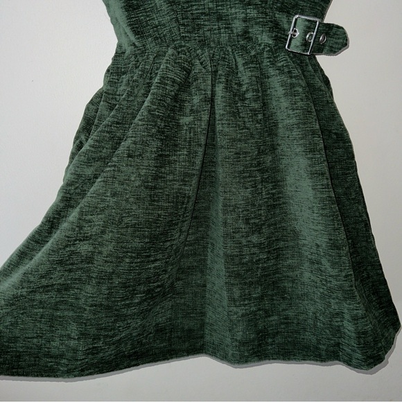 Disturbia Mini Sleeveless Dress Green Women's US 2 UK 6 Soft Velvet Feel New - Picture 4 of 9